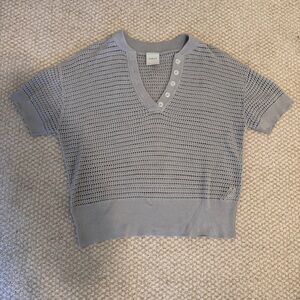 Varley Gray Short Sleeve Knit Top